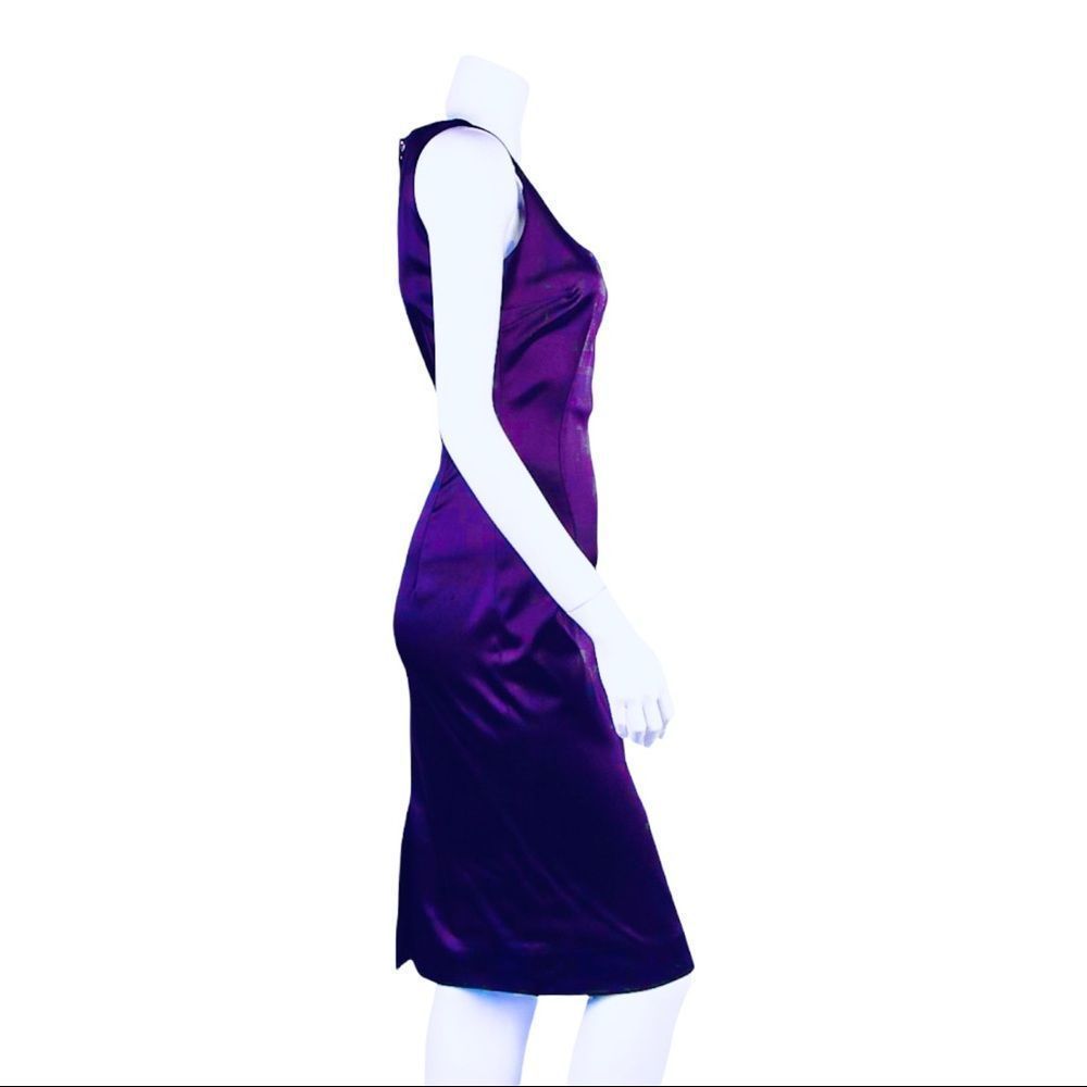 Dolce & Gabbana Purple Satin Sleeveless Midi Corset Dress Size 26/40 Small US 4 - Picture 3 of 11